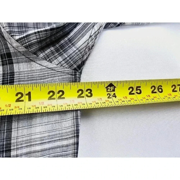 Dickies Size Large Men Gray White Tan Check Pearl Snap Pocket Logo Tag S/S Shirt - Picture 2 of 10
